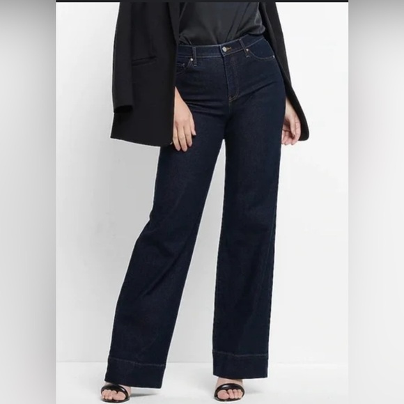 Express Dark Blue Wide Leg High Rise Jeans 8R - Picture 1 of 13